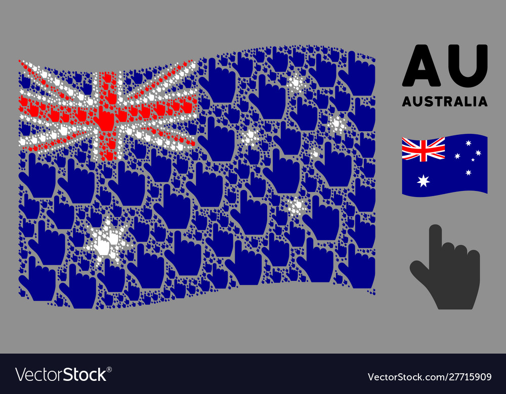 Waving australia flag composition pointer vector image Waving australia flag composition pointer