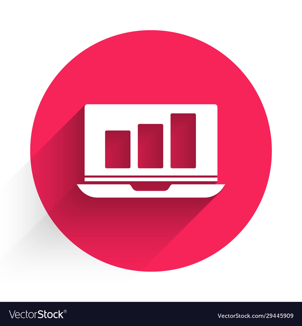White laptop with graph chart icon isolated vector image White laptop with graph chart icon isolated