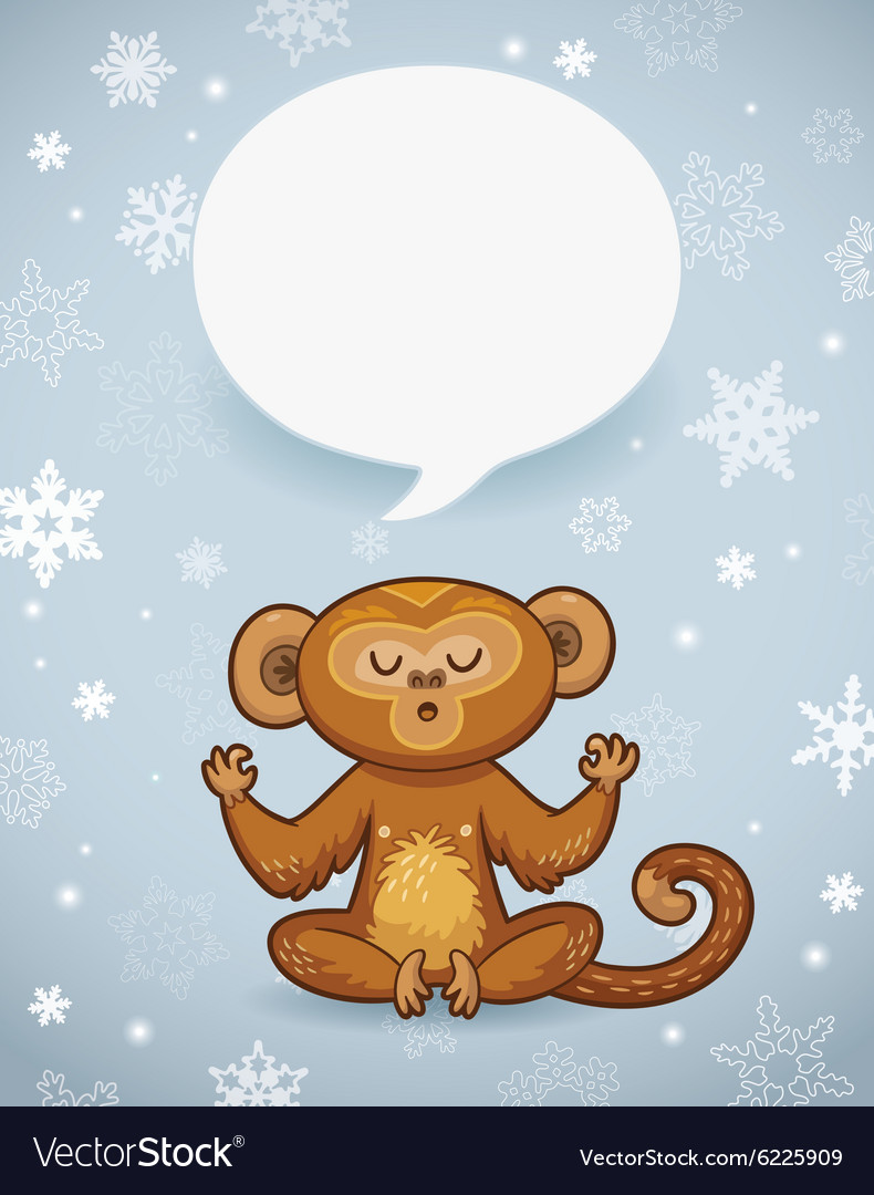 Winter holiday background with cartoon monkey