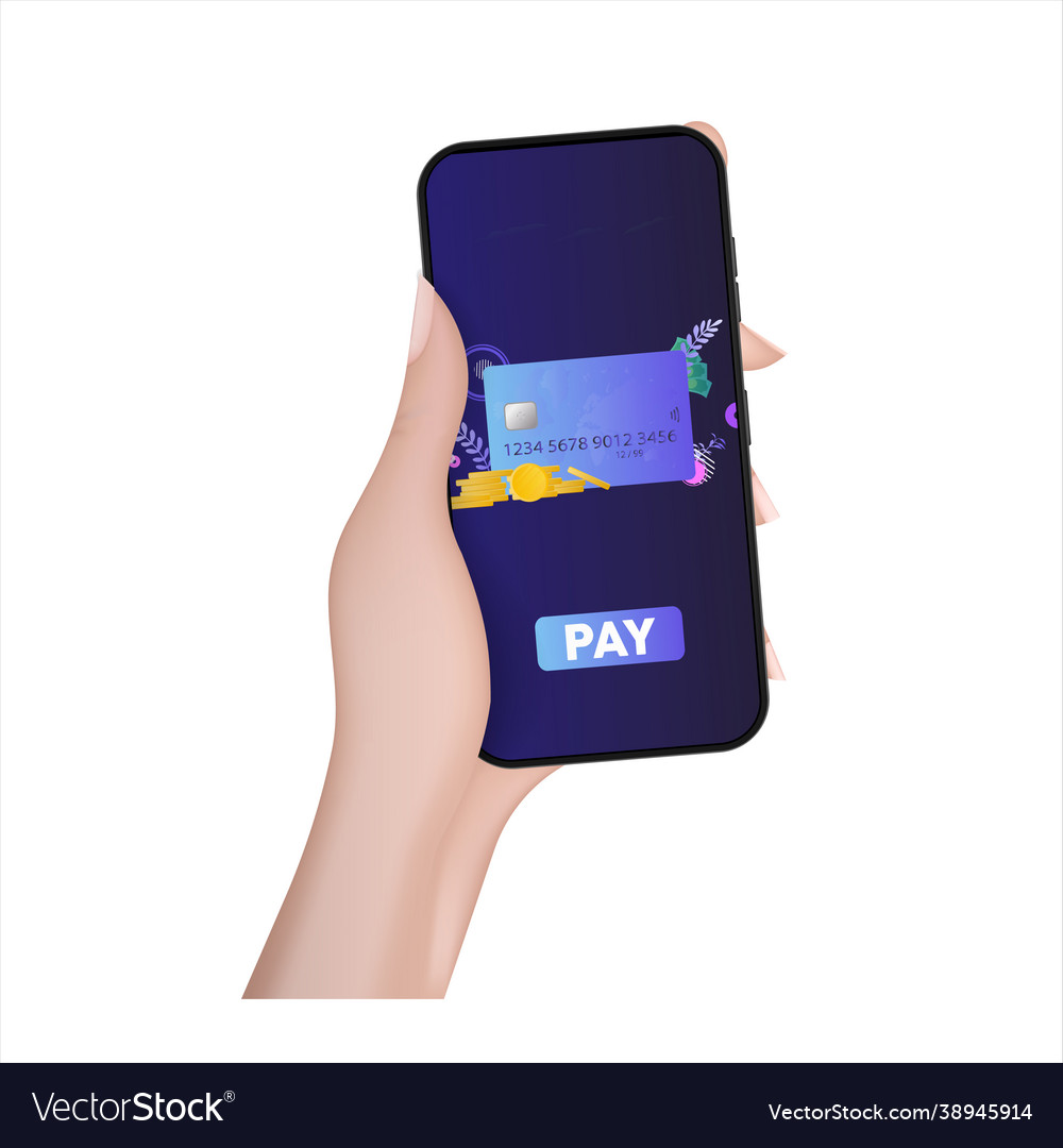 A hand holds phone with payment application