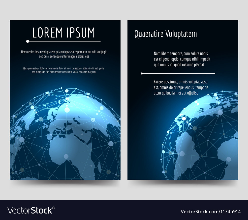 brochure flyers template with earth sphere vector image