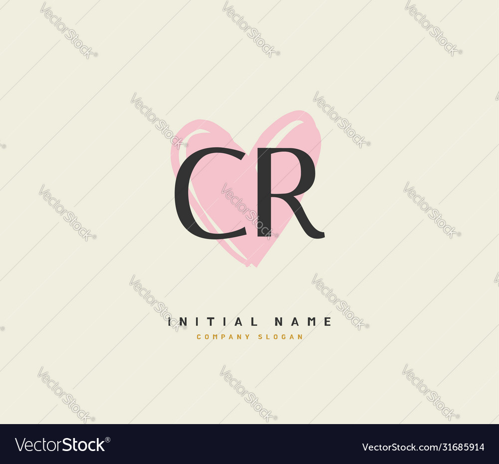 C r cr beauty initial logo handwriting logo Vector Image