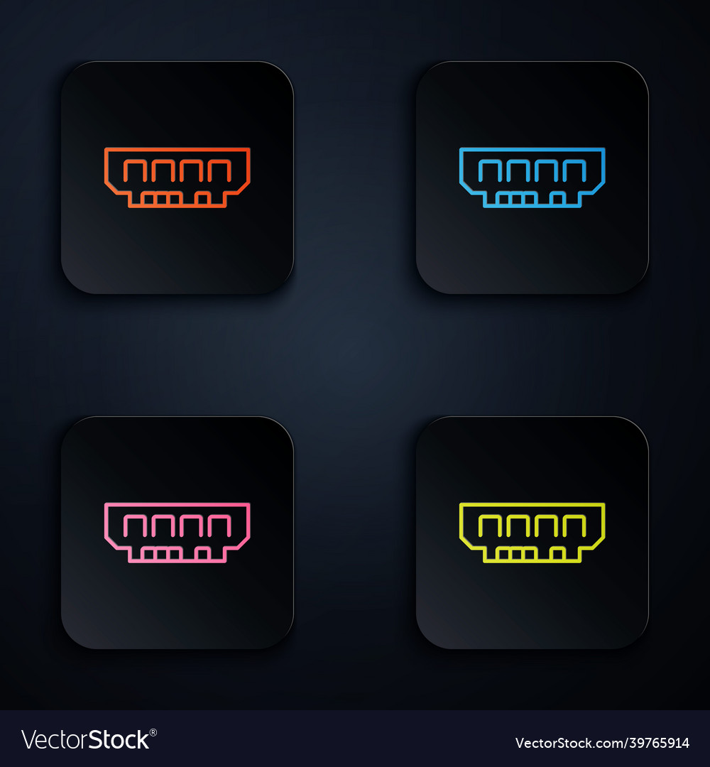 Farbe Neon Linie ram zufälligen Zugriff Speicher-Symbol vector image Farbe Neon Linie ram zufälligen Zugriff Speicher-Symbol
