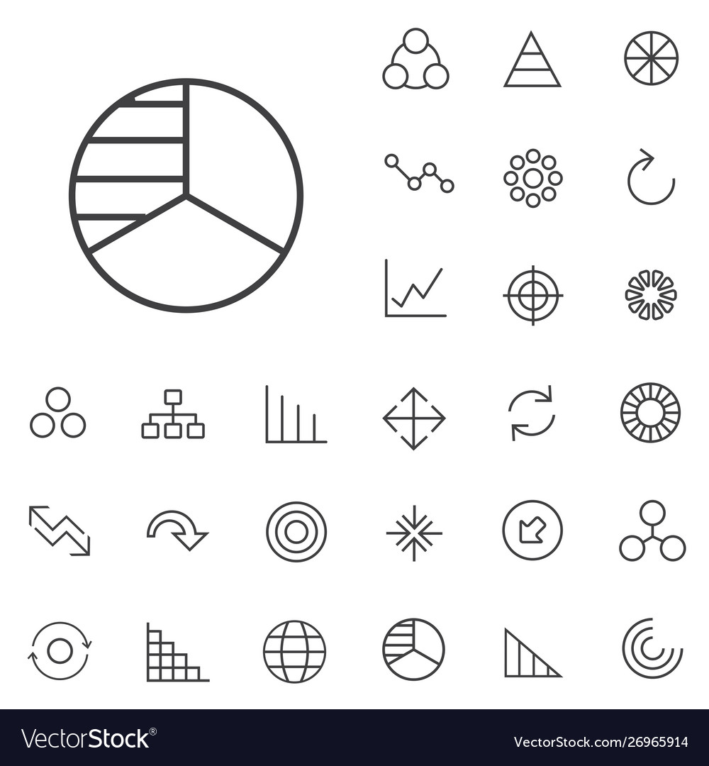 Diagram Outline Thin Flat Digital Icon Set Vector Image