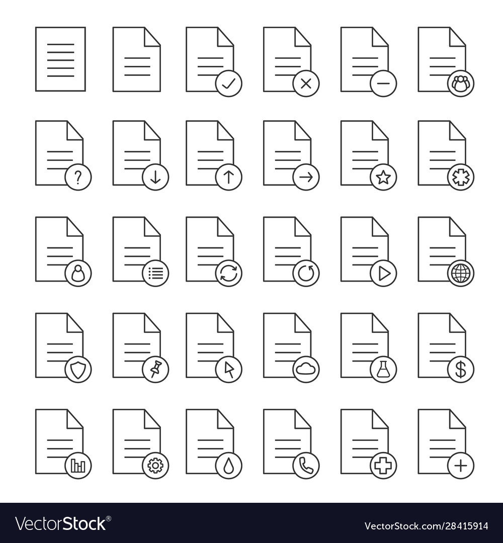 Documents linear icons set