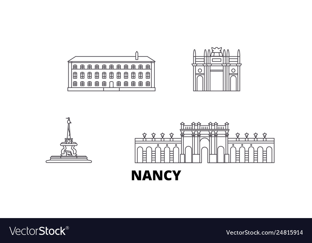 France nancy line travel skyline set Royalty Free Vector