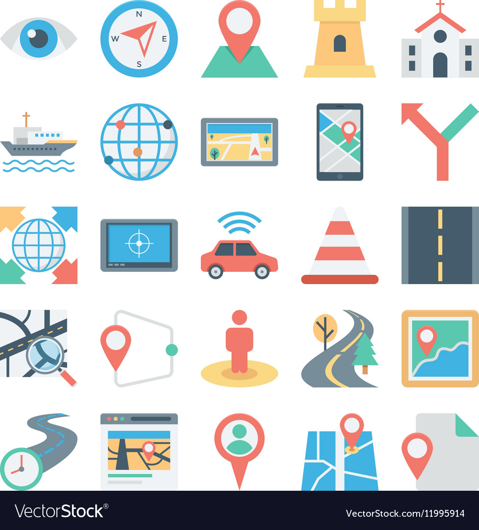 Map and navigation colored icons 4