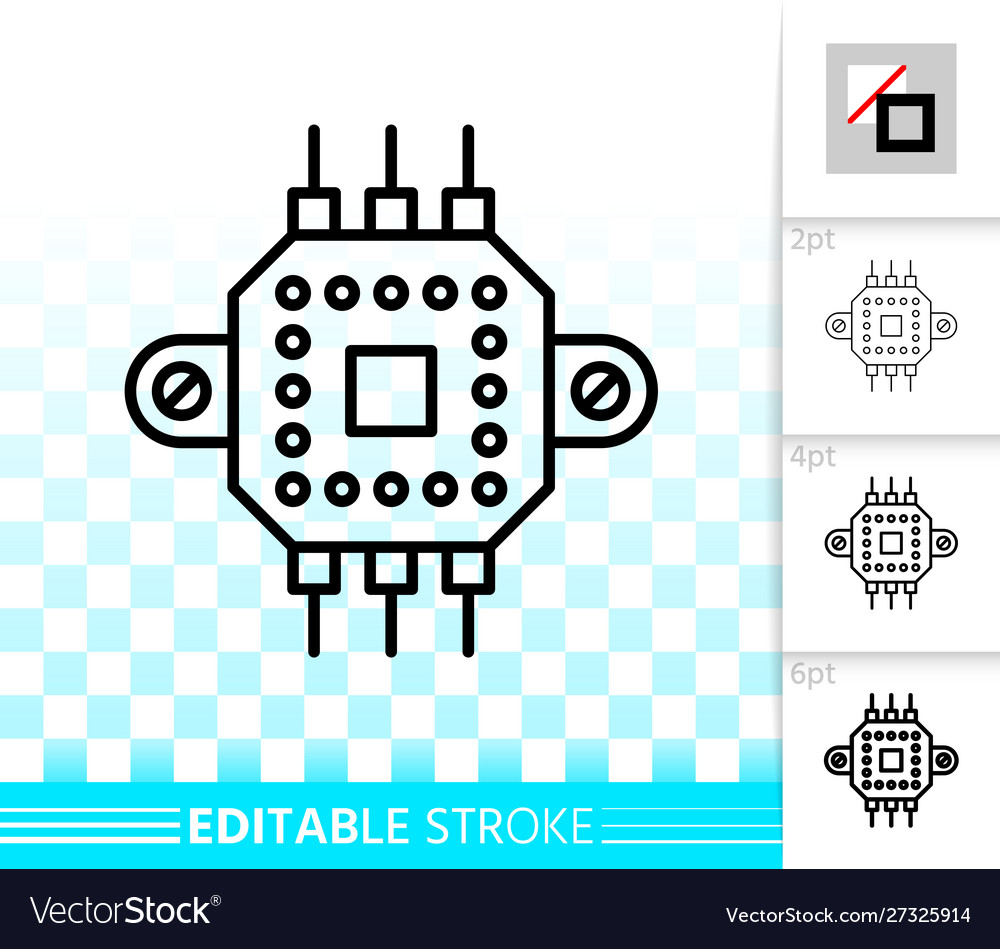 Microchip circuit simple black line icon
