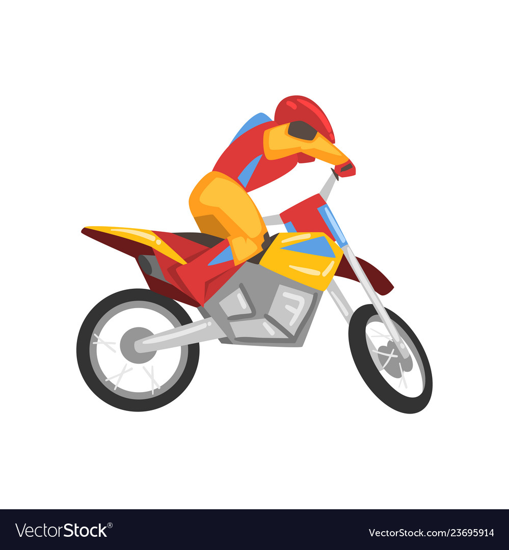 Motorcyclist in helmet riding motorcycle Vector Image