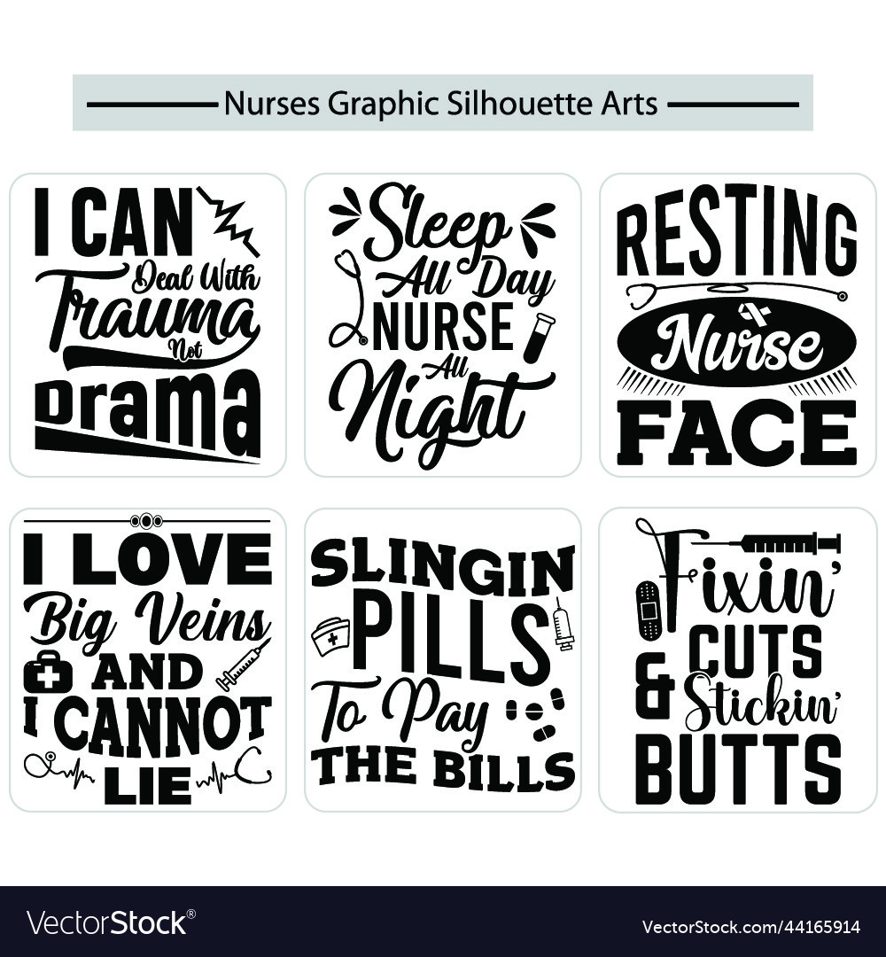 Nurse Typography Bundle - Medical T-Shirt Graphics