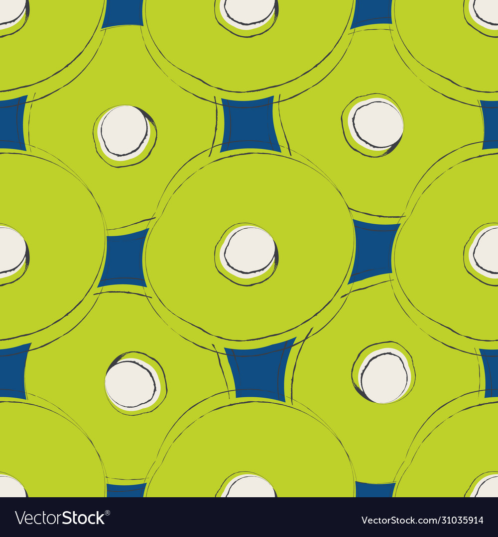Scribbled ink line circle seamless pattern