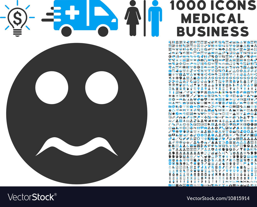 Serious icon with 1000 medical business pictograms