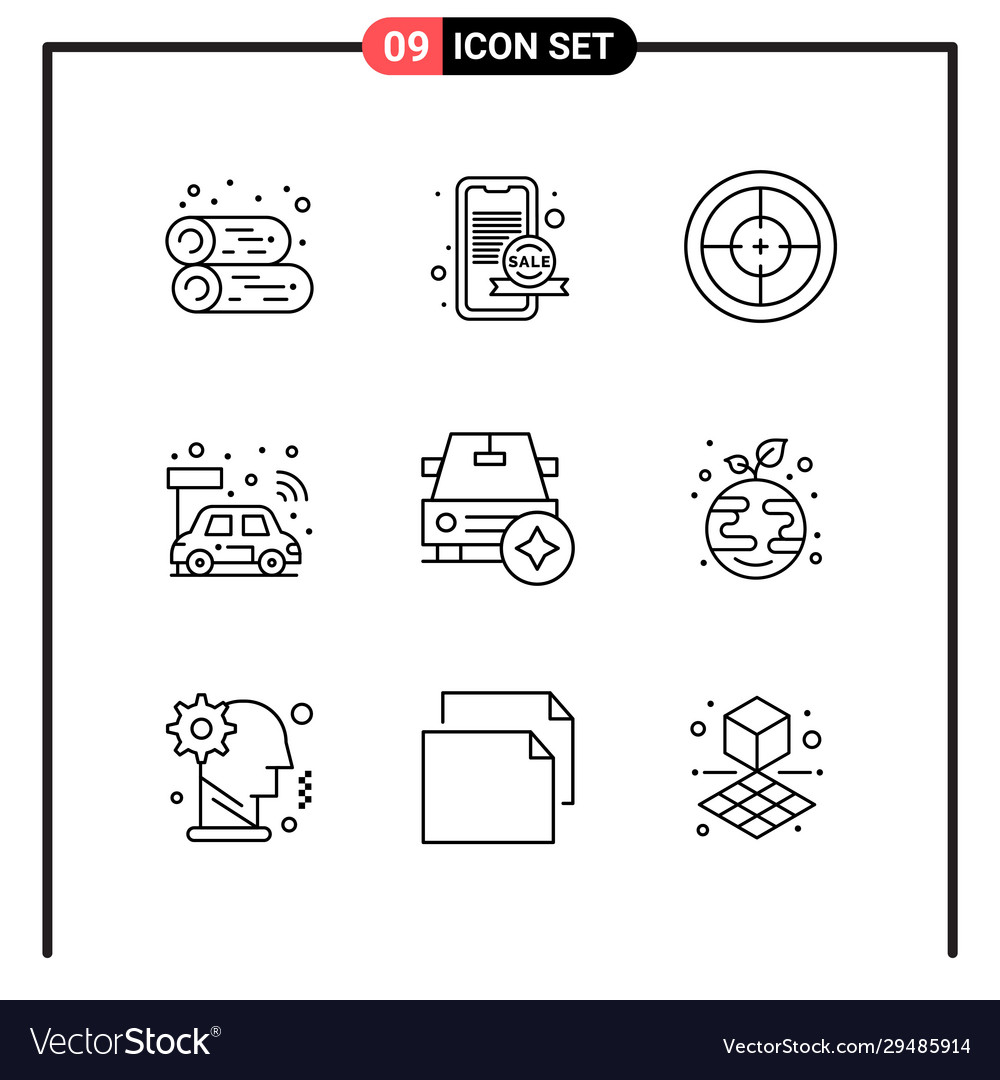 Set 9 line style icons for web and mobile