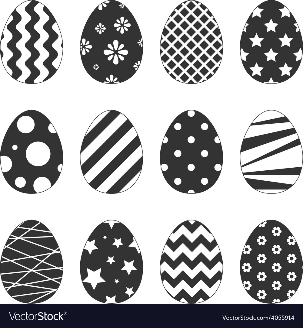 Set egg stickers with different patterns