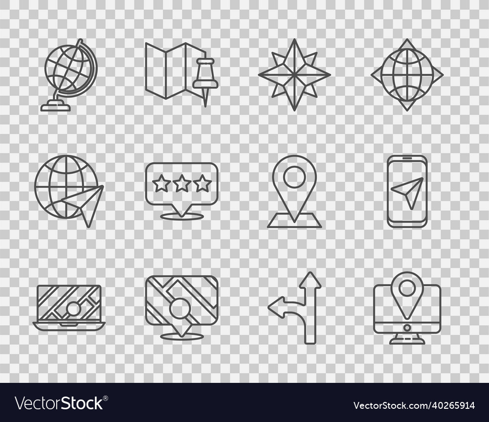 Set line city map navigation monitor vector image Set line city map navigation monitor