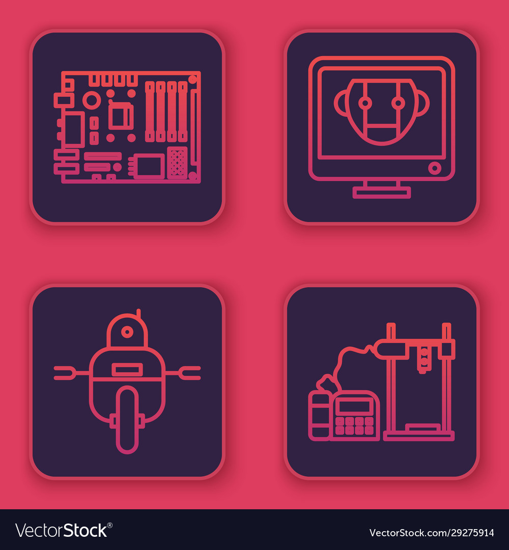 Set line electronic computer components vector image Set line electronic computer components