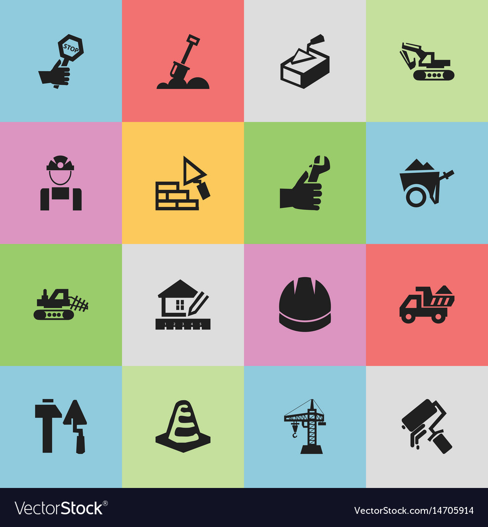 Set of 16 editable structure icons includes
