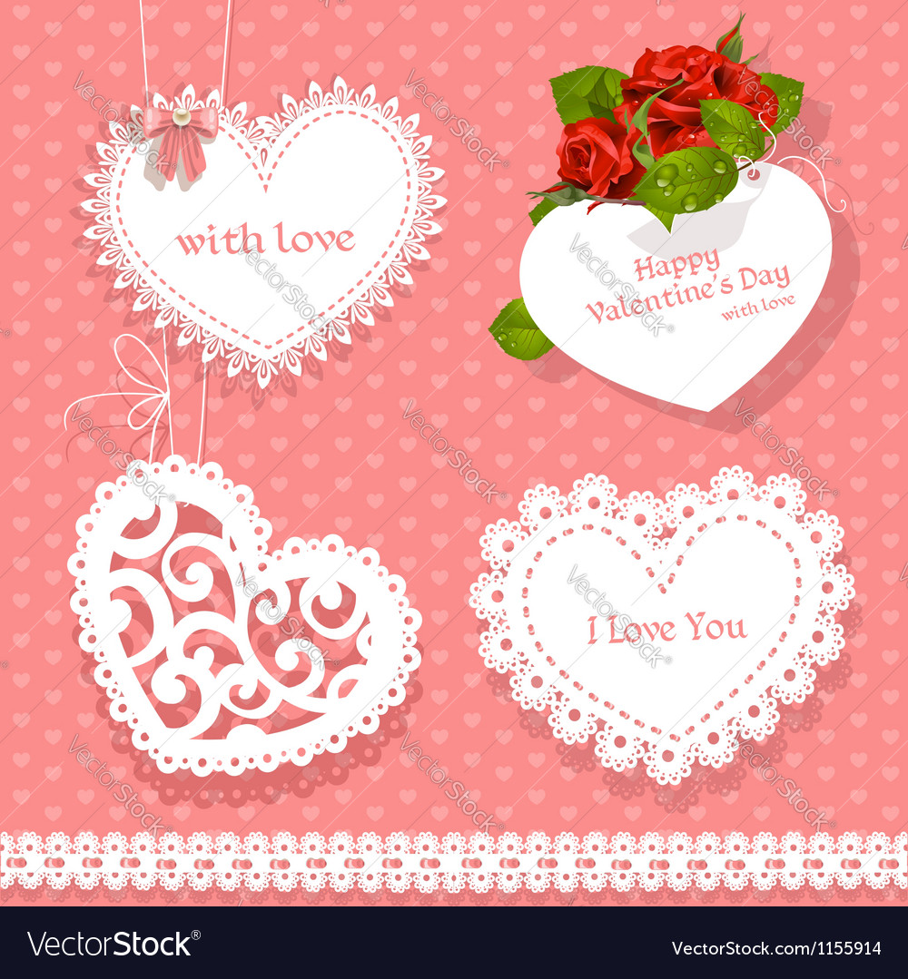 Set of cards valentine heart-shaped