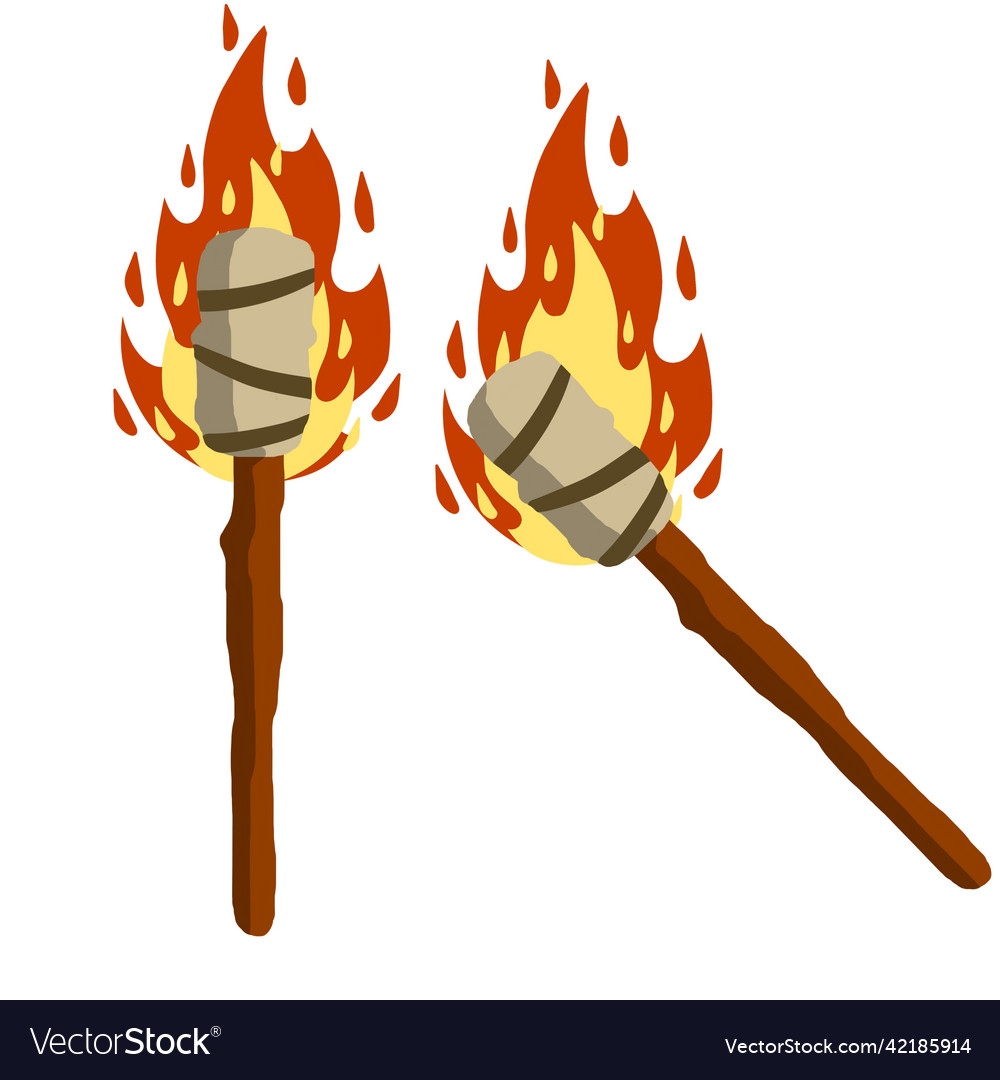 Torch on stick primitive weapon Vector Image Torch on stick primitive weapon