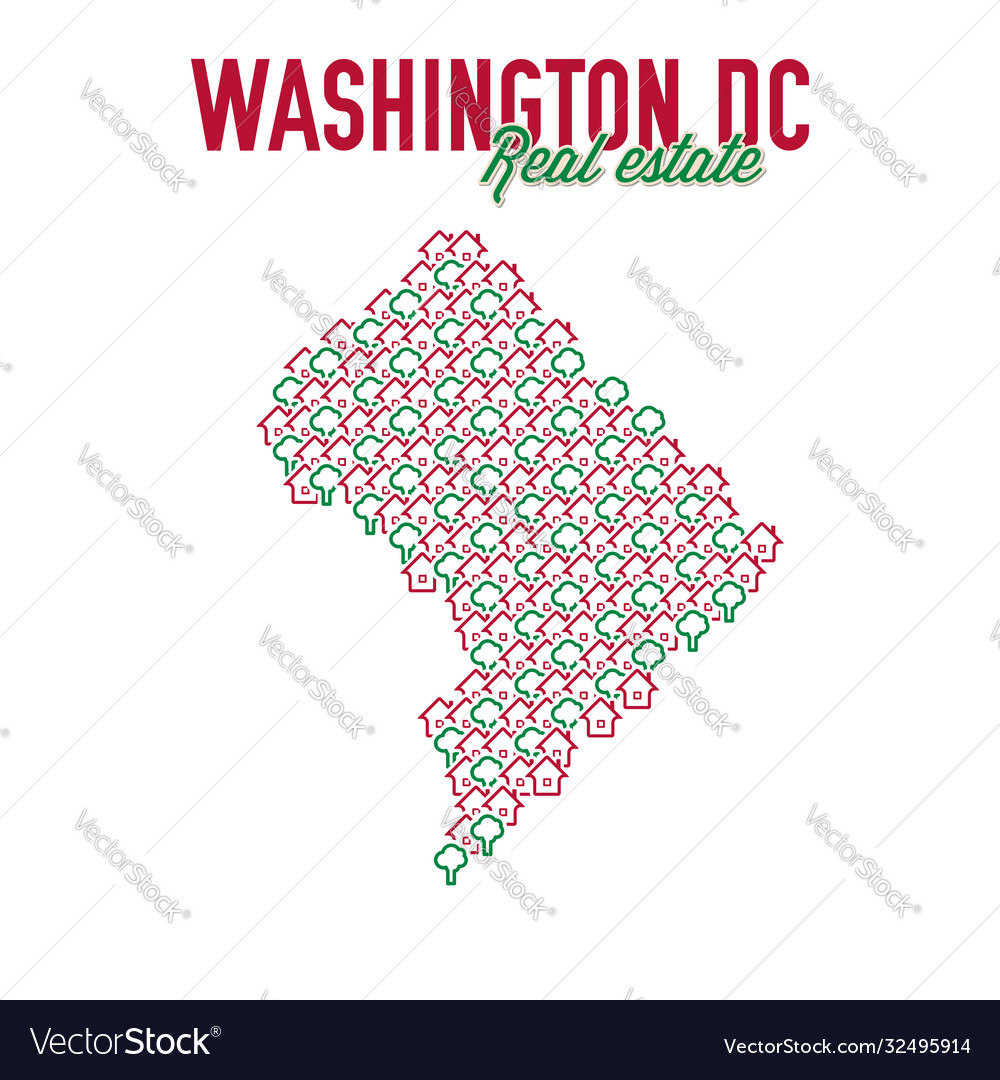 Washington dc real estate properties map text vector image Washington dc real estate properties map text