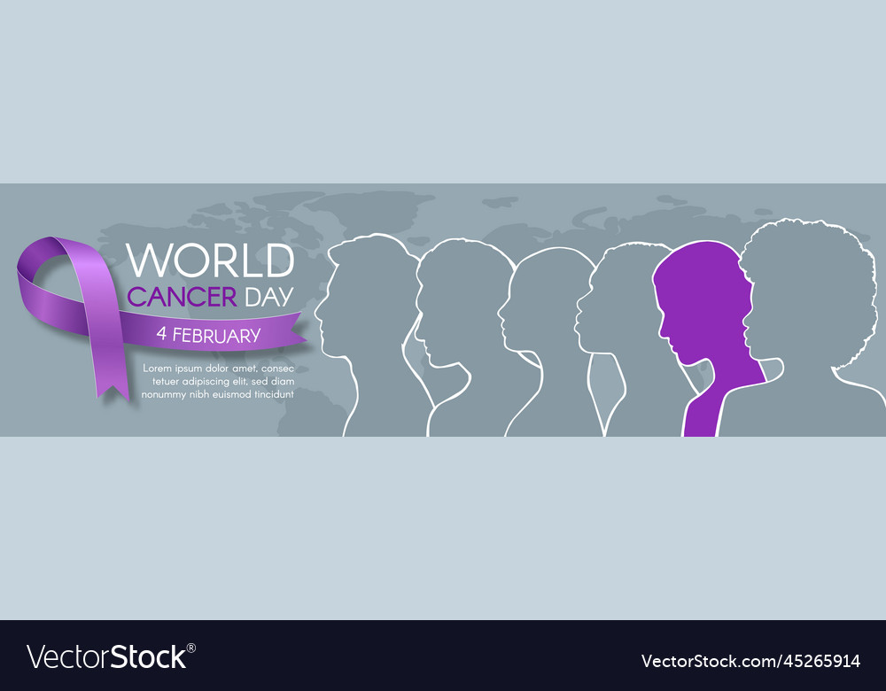 World cancer day long horizontal banner