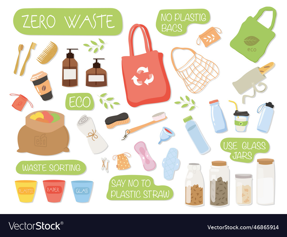 Zero waste collection Royalty Free Vector Image