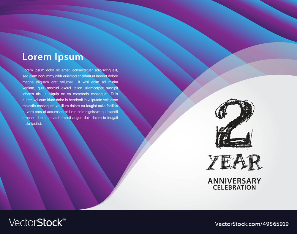 2 year anniversary celebration logotype on purple Vector Image