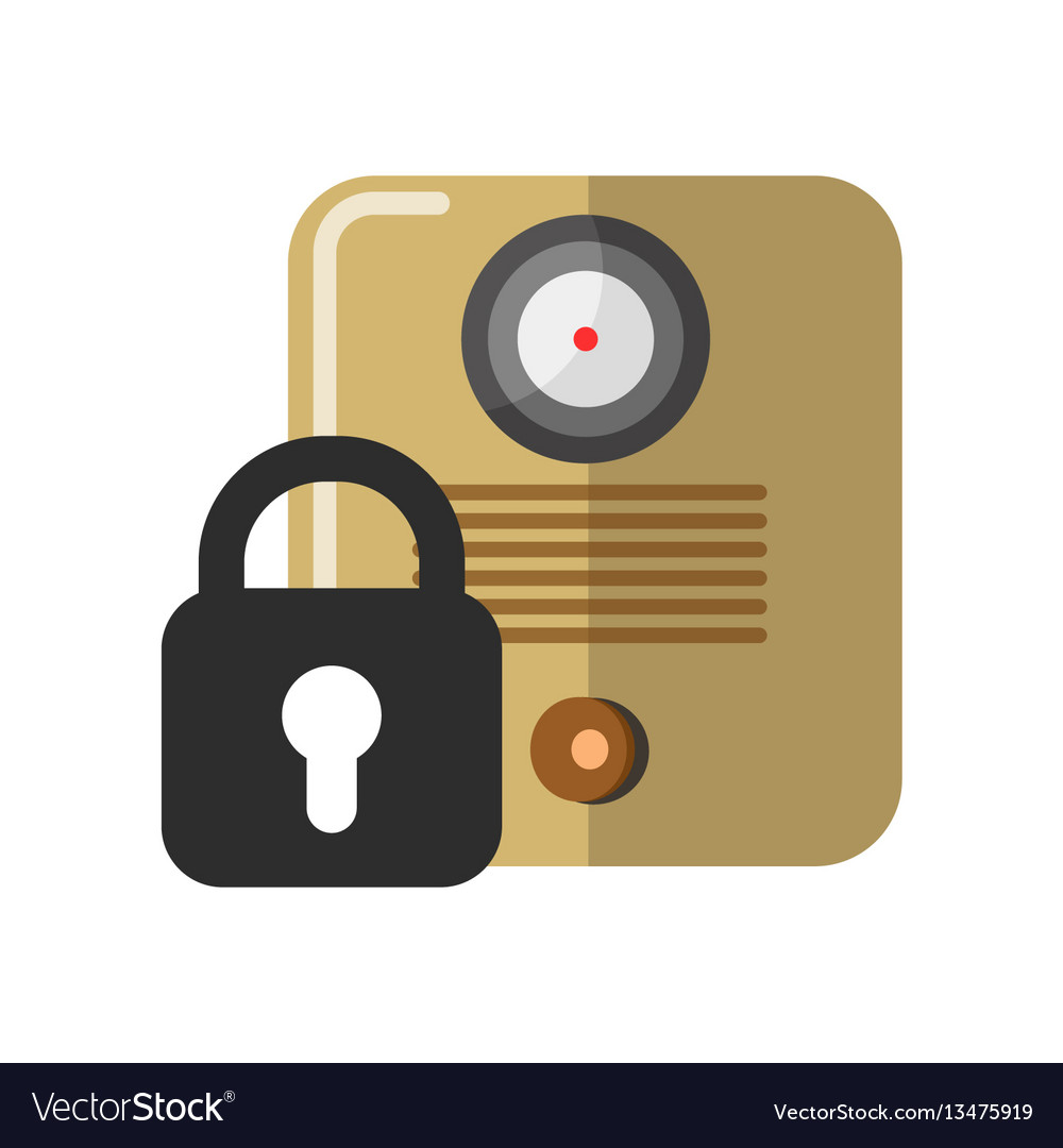 Access control on entrance door with lock sign Vector Image