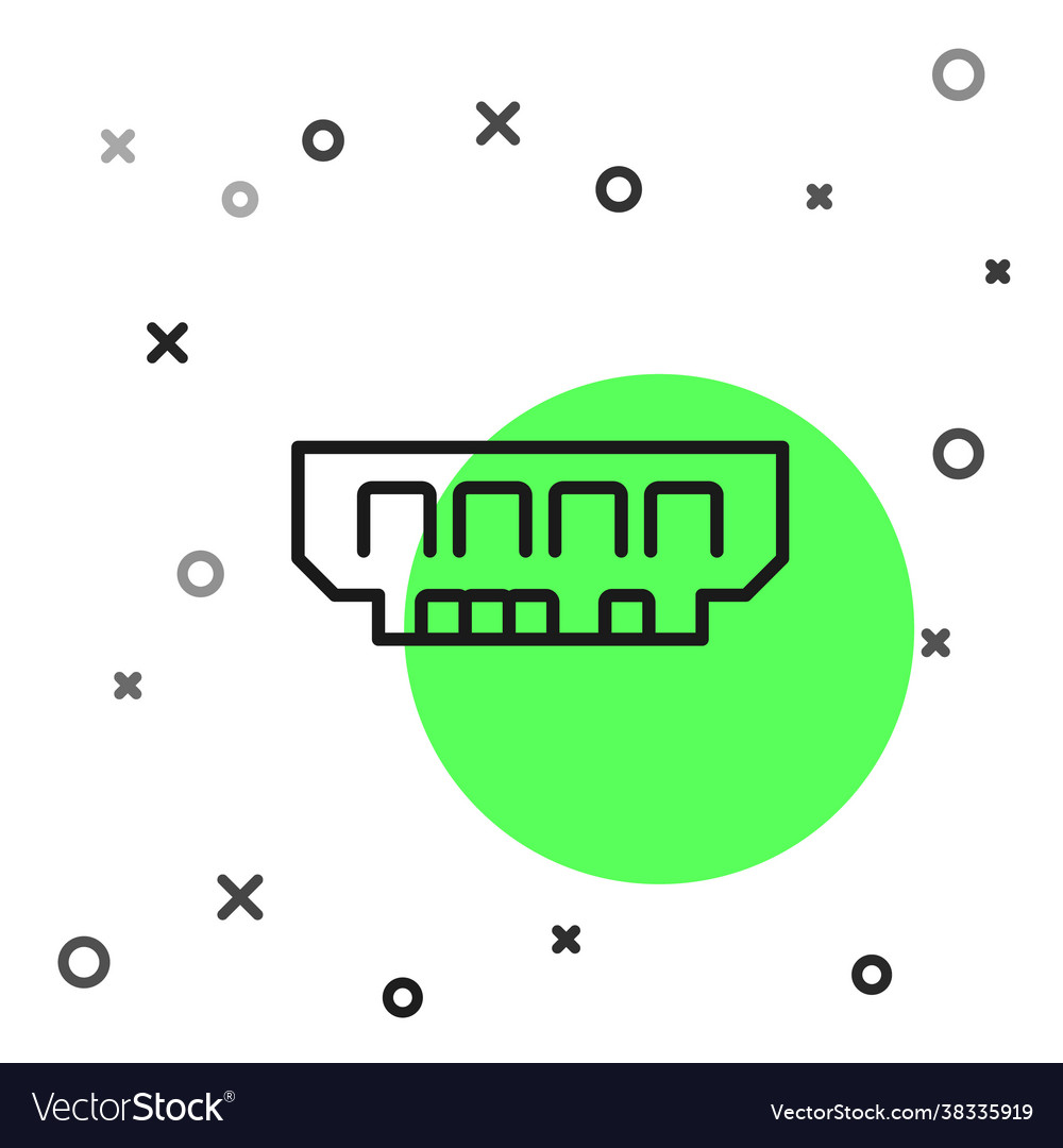 Black line ram random access memory icon isolated vector image Black line ram random access memory icon isolated