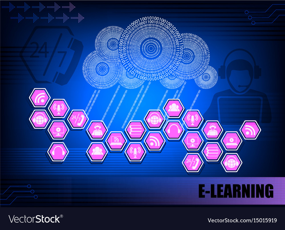 Blue internet background c characters e-learning