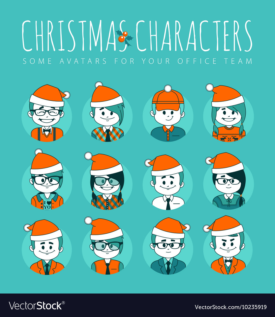 Christmas set of avatars your office team