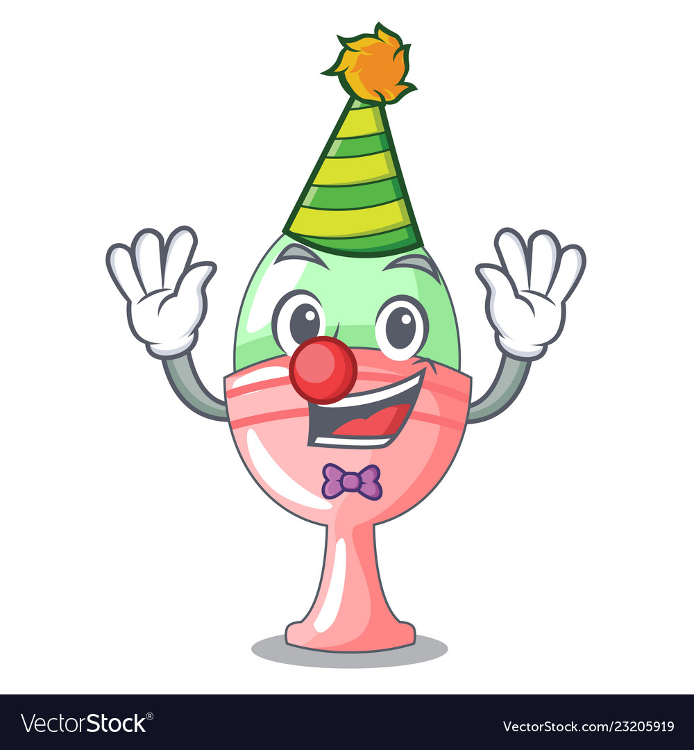 Clown in egg cup isolated on character