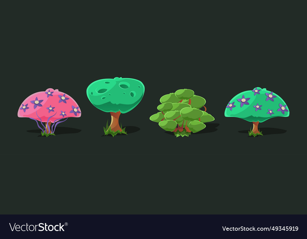 Fantastic tree and alien magic plants game asset vector image Fantastic tree and alien magic plants game asset