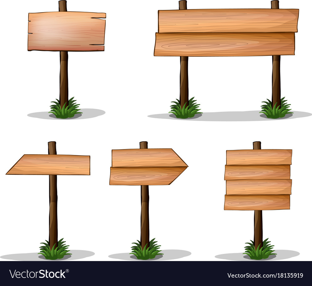 Five wooden signs on white background Royalty Free Vector