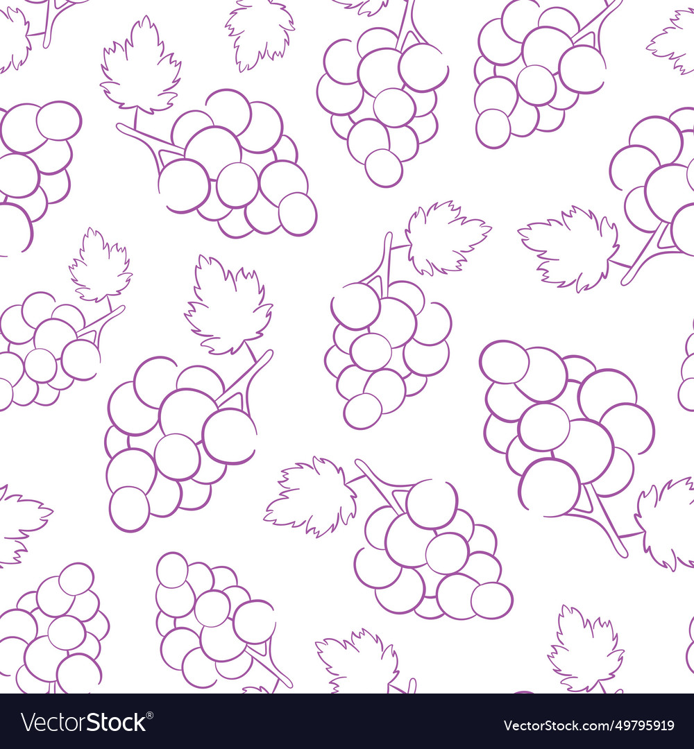 Grape line art style seamless pattern vector image Grape line art style seamless pattern