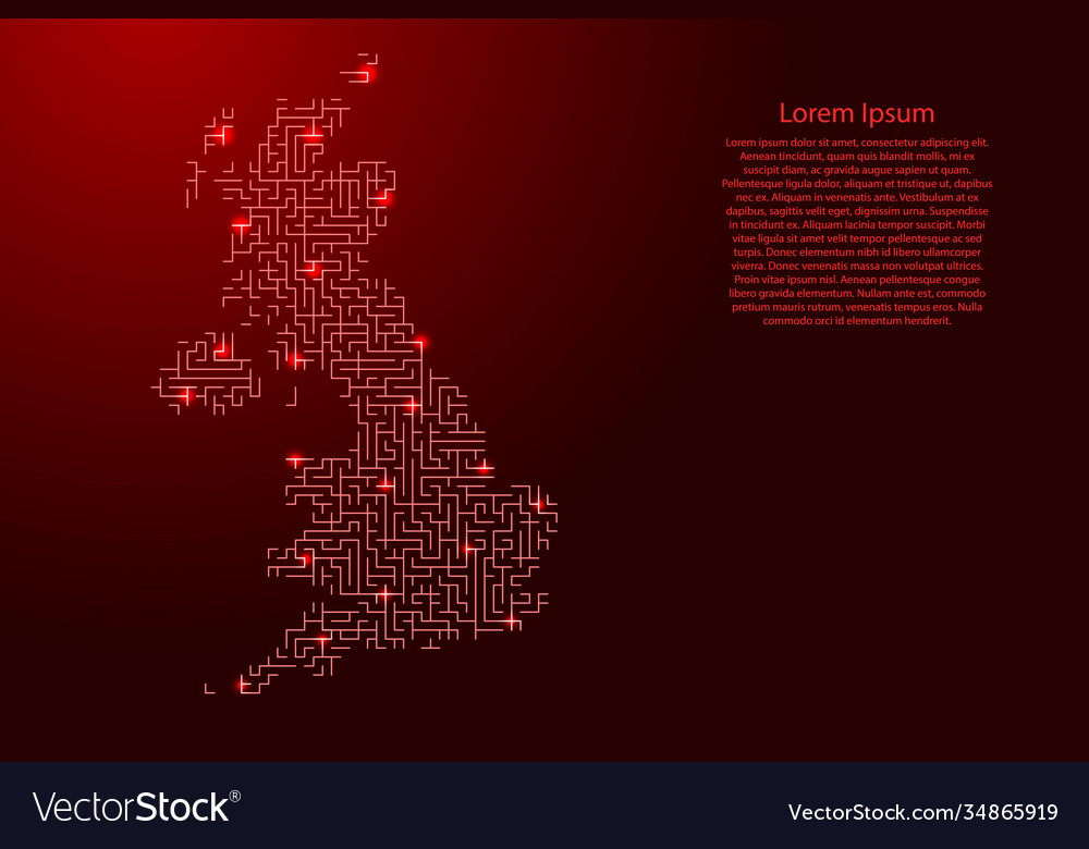 Great britain map from red pattern maze Vector Image Great britain map from red pattern maze