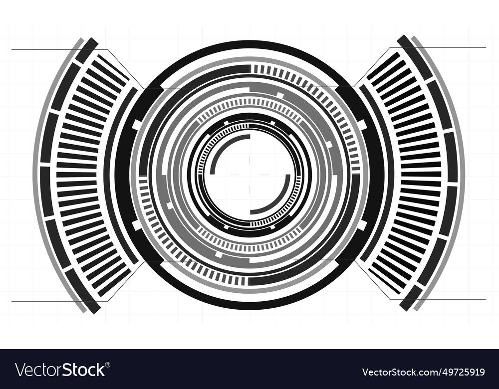 Hud sci-fi circle interface screen view grey Vector Image