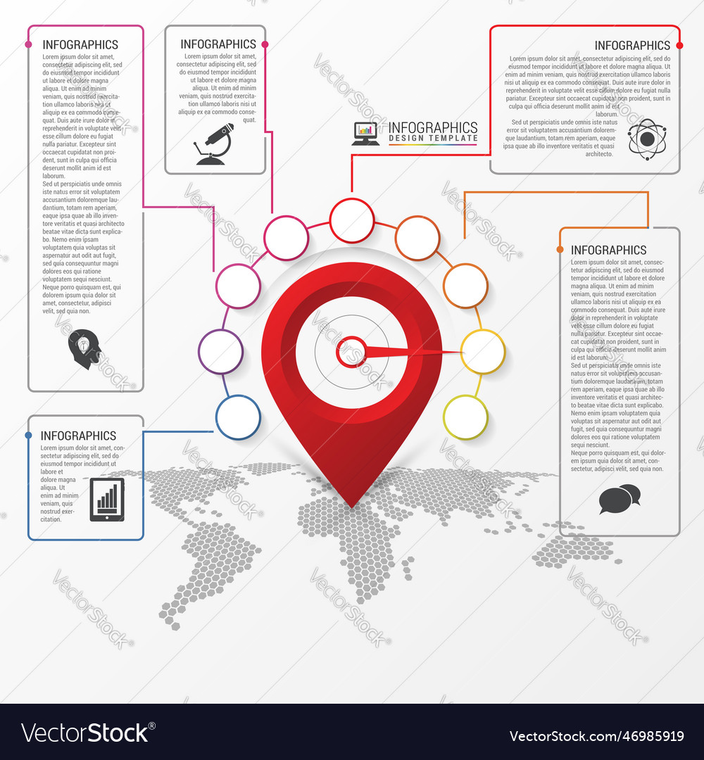 Infographic design report template with location Vector Image Infographic design report template with location