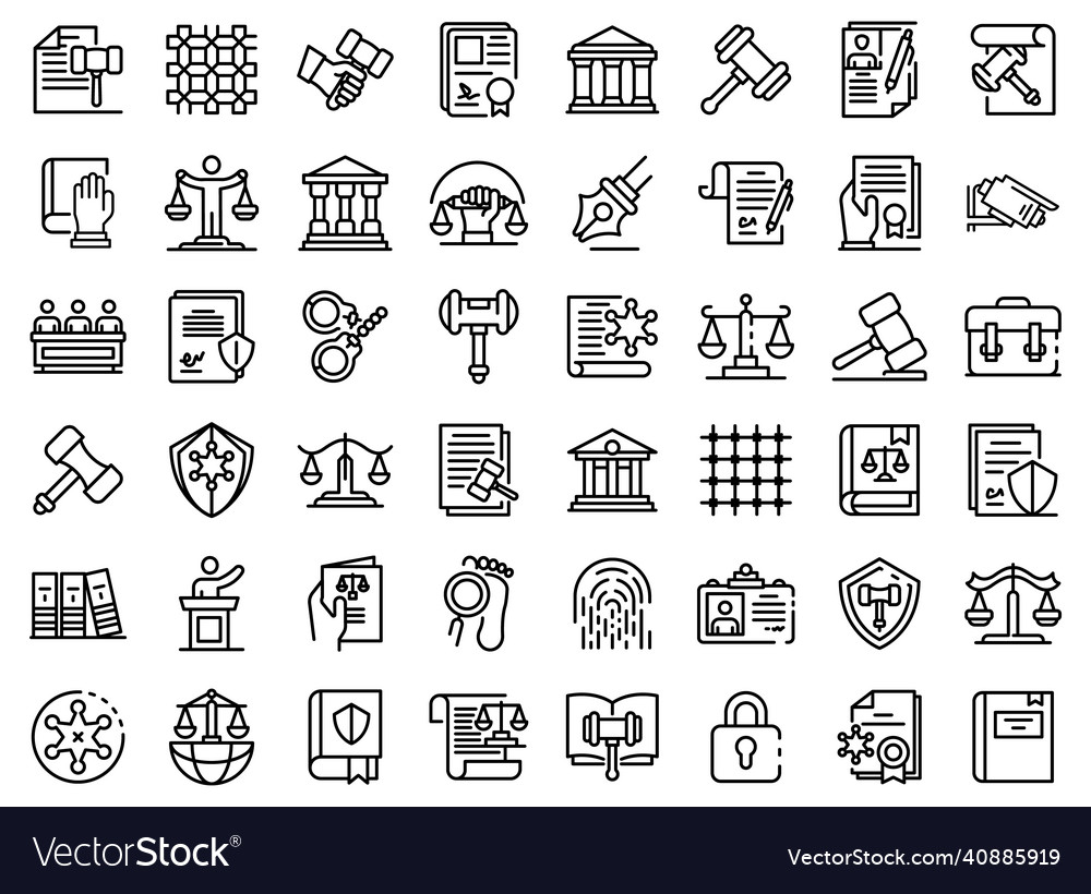 Justice Icon Set - Outline Style