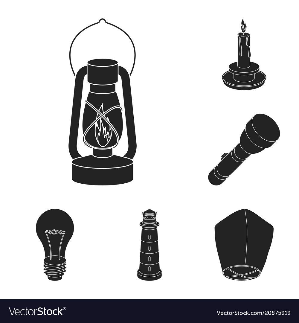 Light source black icons in set collection Vector Image