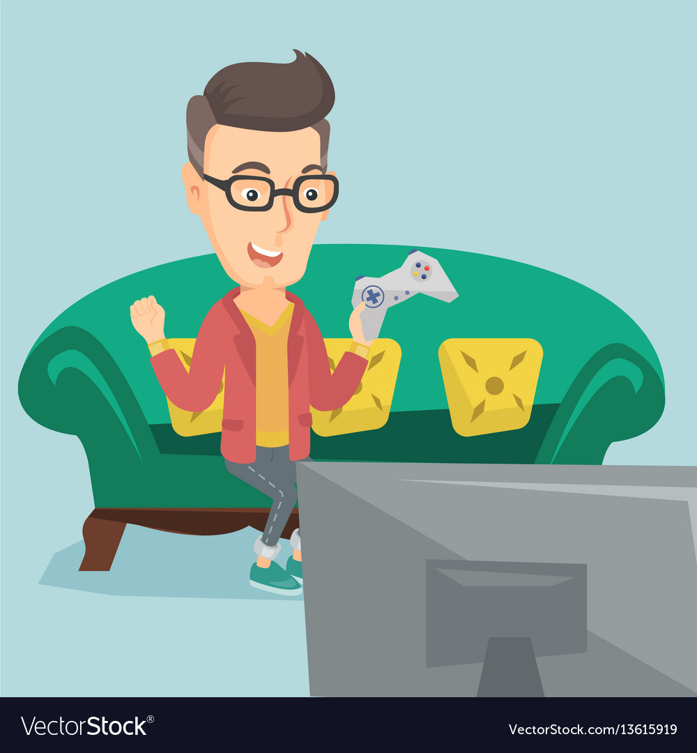 Man playing video game vector image Man playing video game