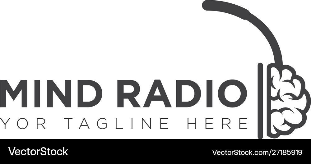 Mind radio and headset logo designs simple Vector Image