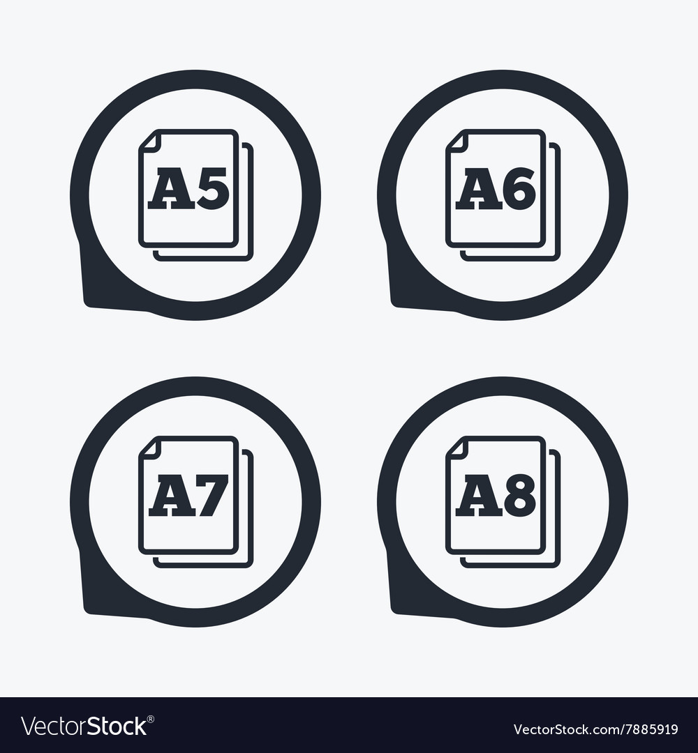 Paper size standard icons document symbol