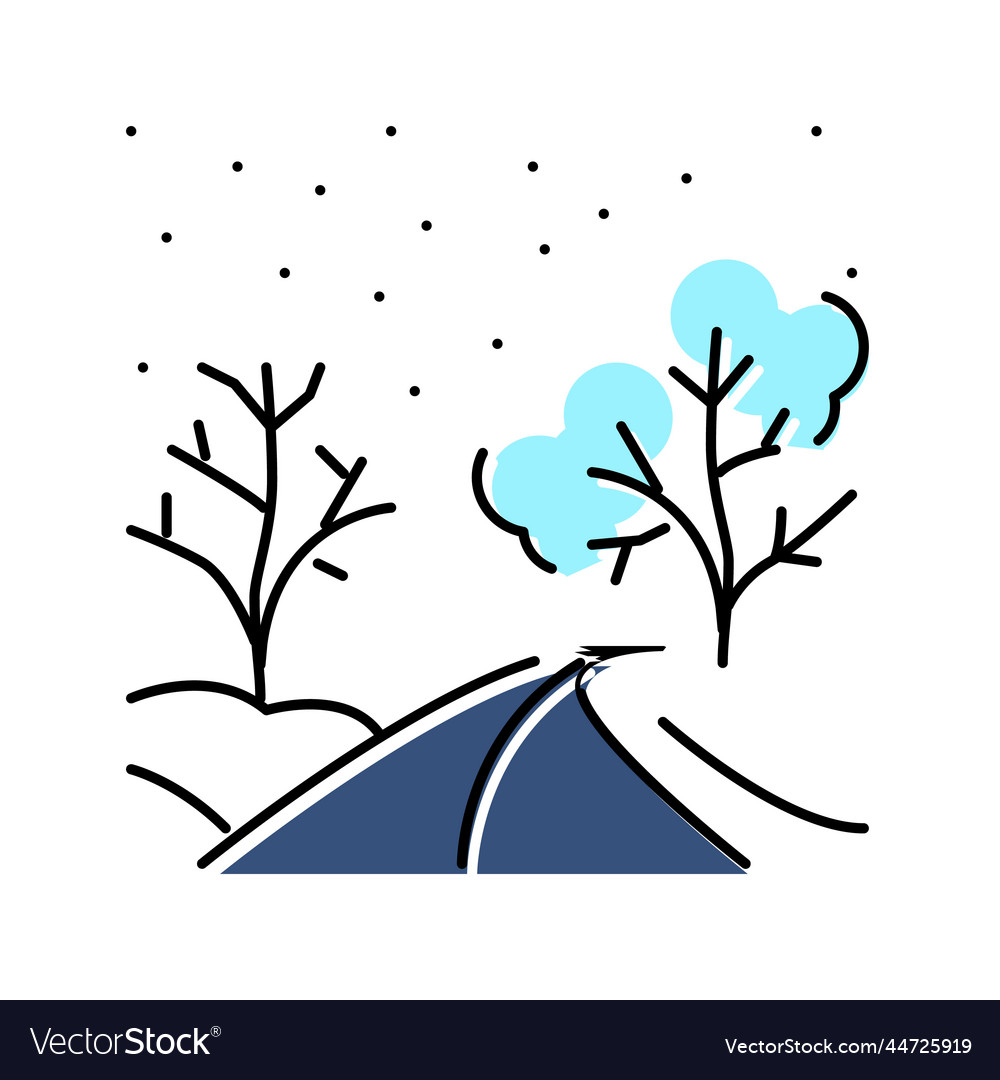 Road winter color icon Royalty Free Vector Image