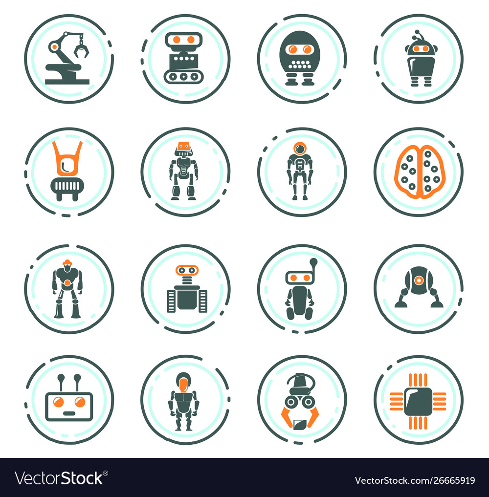 Robot icons set
