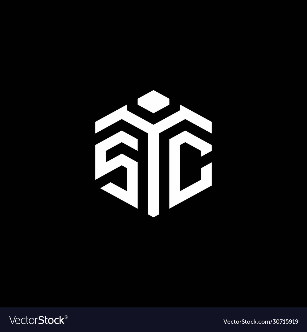 Sc monogram logo with abstract hexagon style Vector Image Sc monogram logo with abstract hexagon style