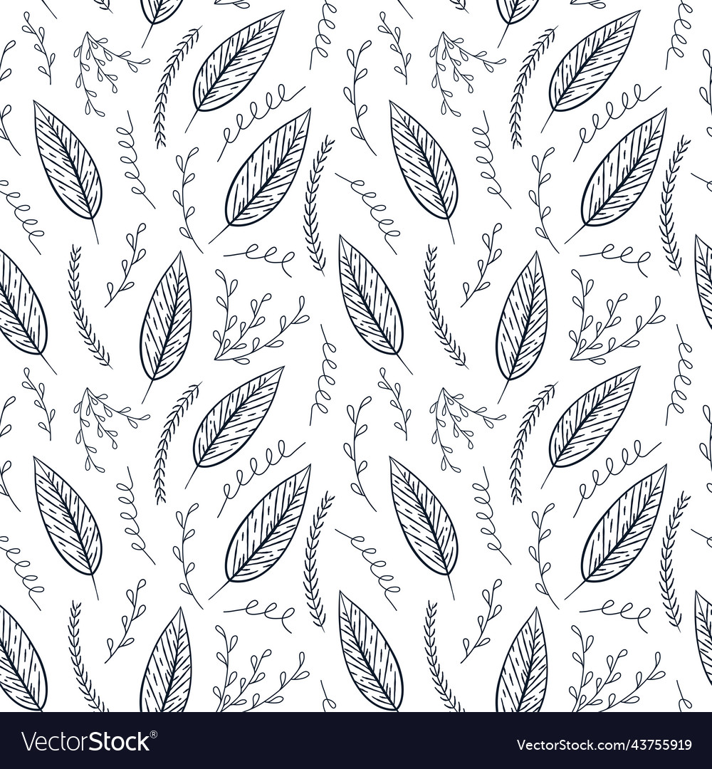 Seamless contour floral pattern hand drawn