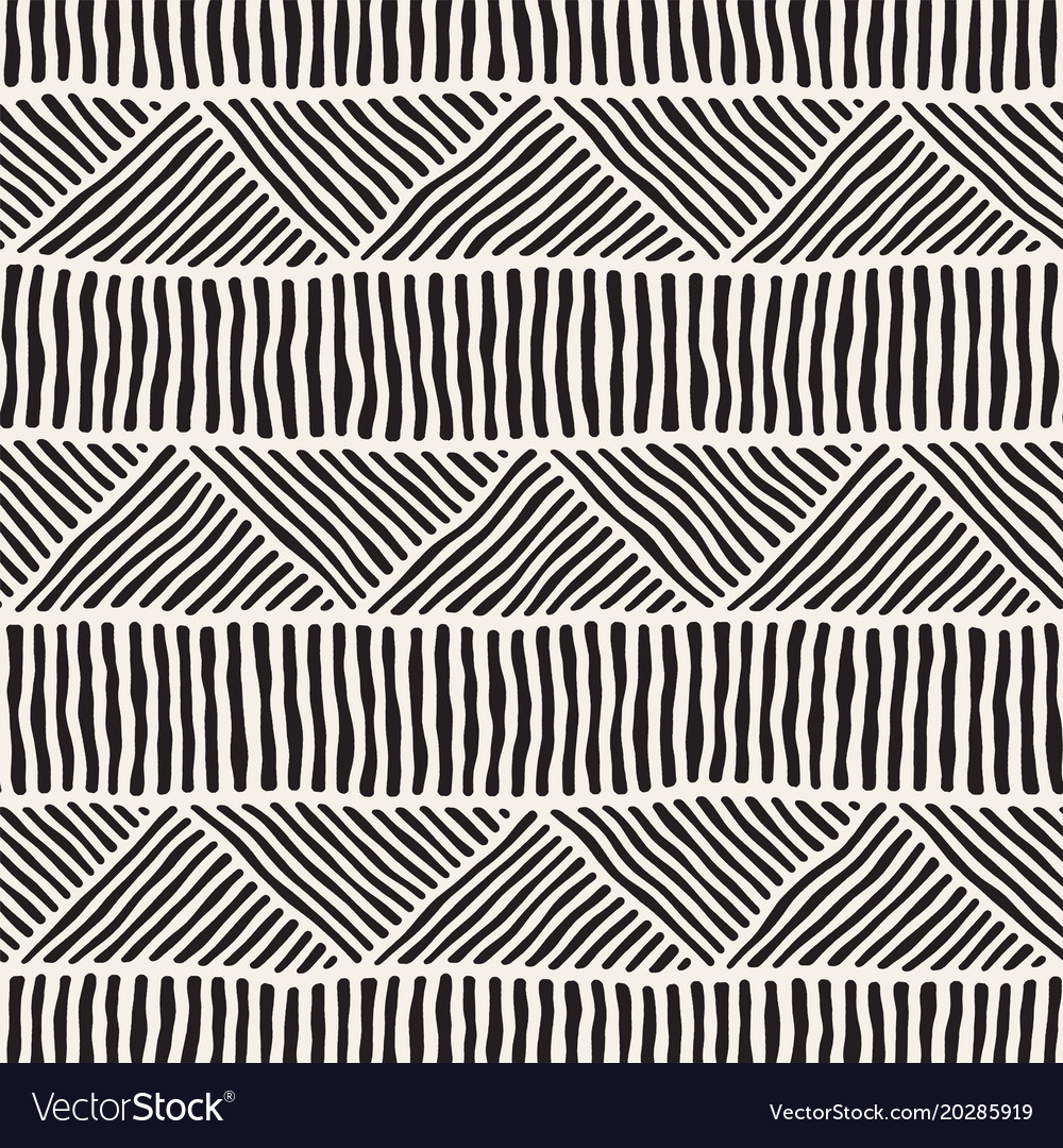 Seamless geometric doodle lines pattern in black