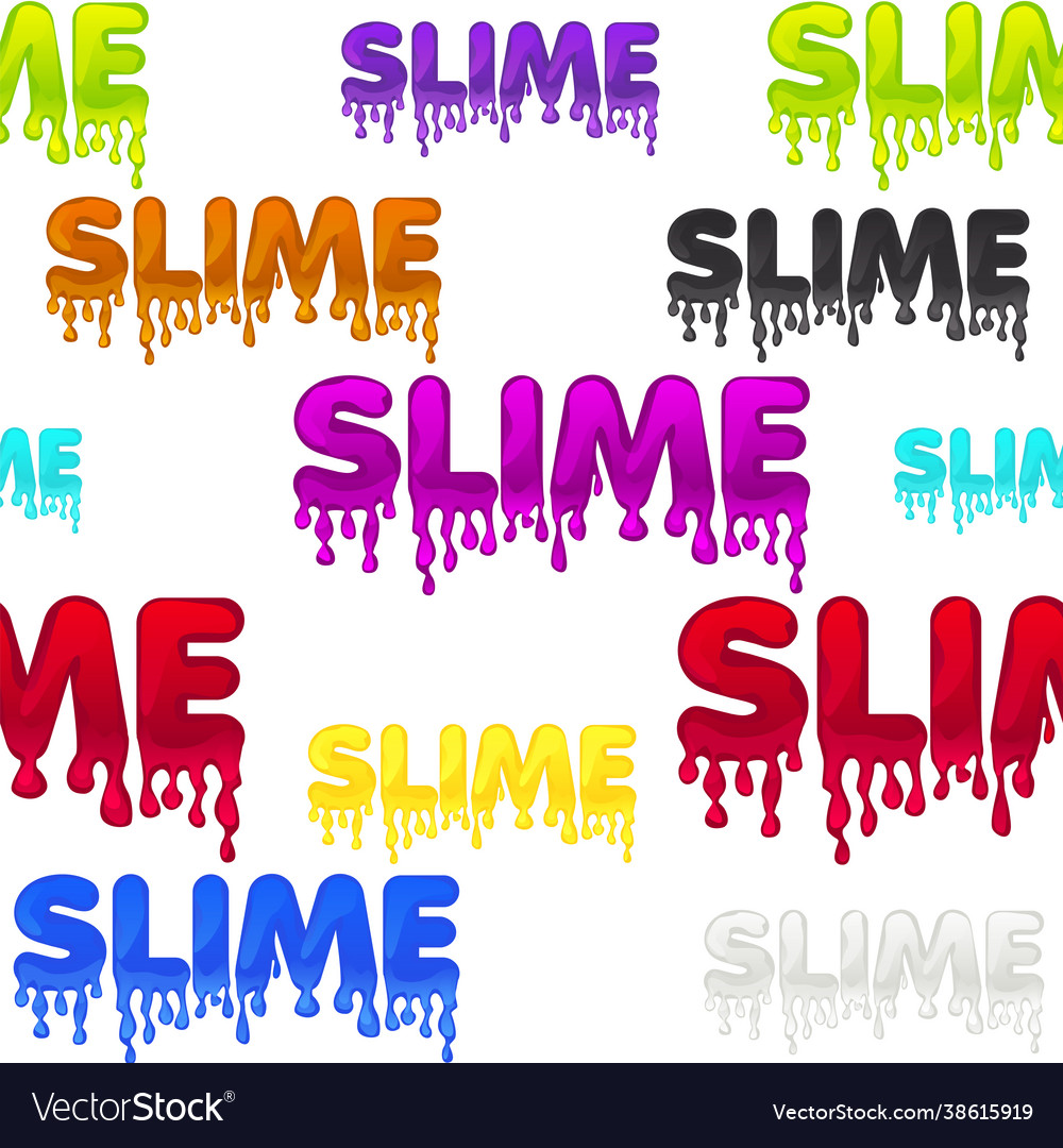 Seamless pattern colored text slime white texture