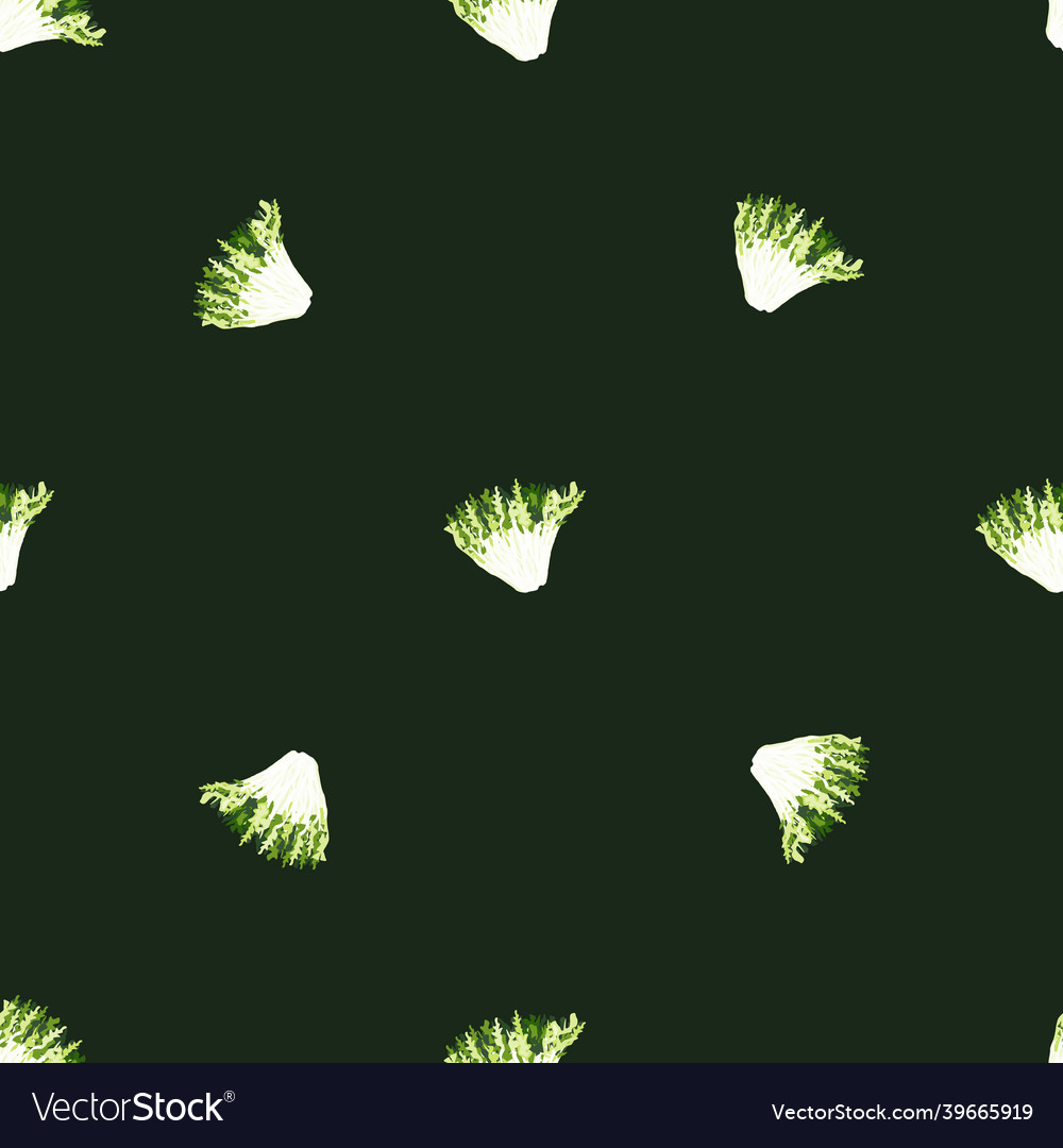 Seamless pattern frisee salad on dark green